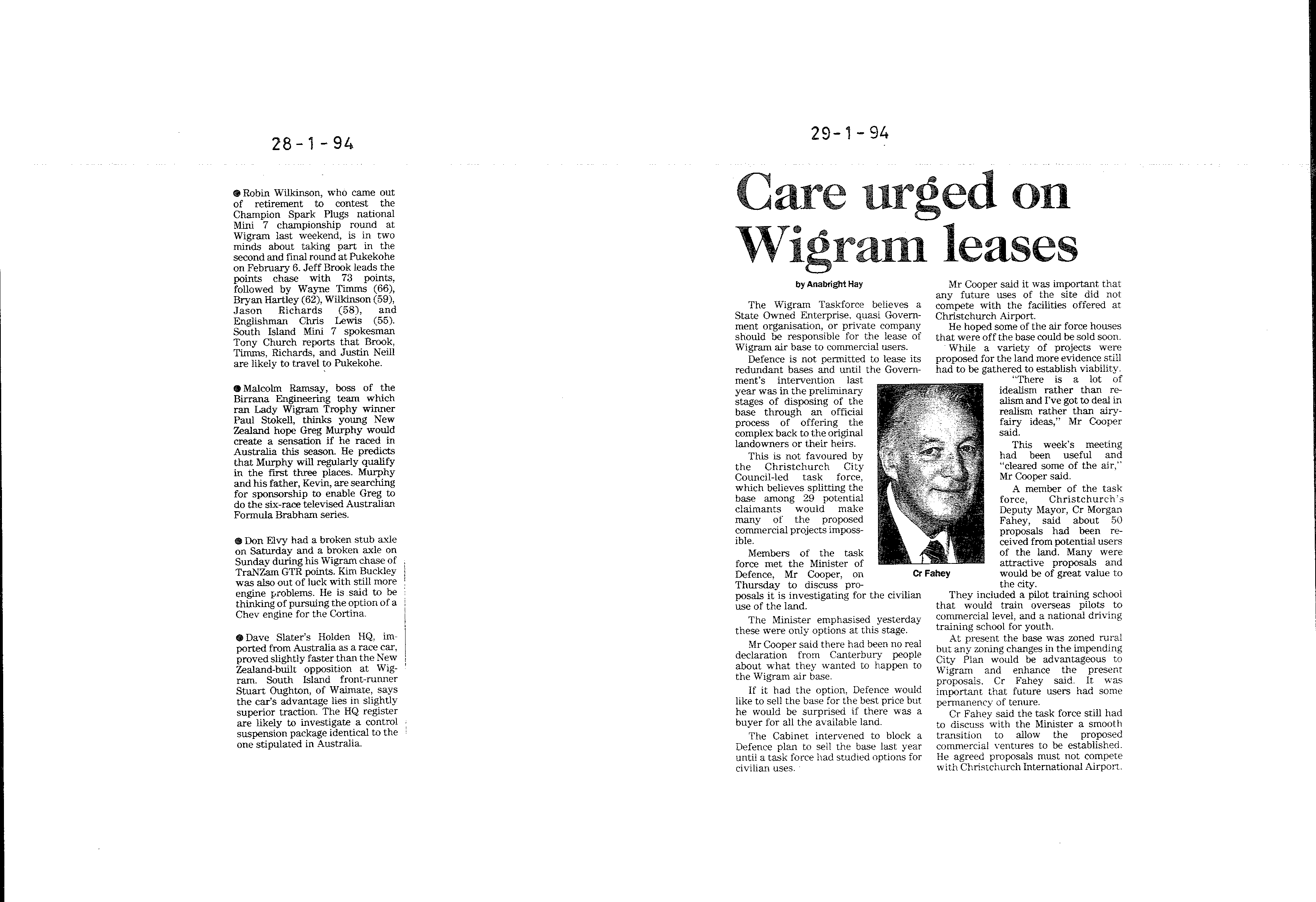 Scan of the clipping page, 28 January 1994