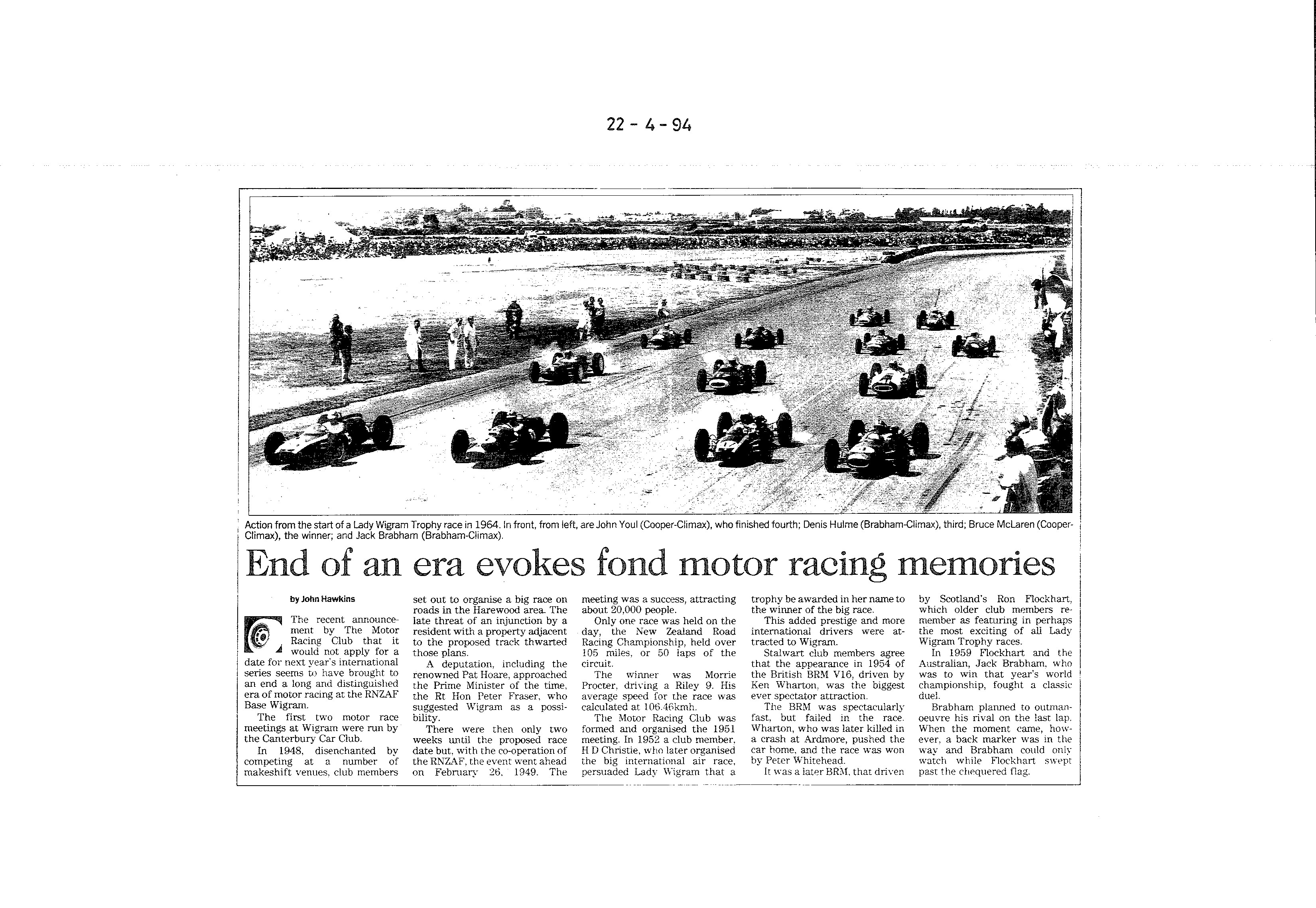 Scan of the clipping page, 22 April 1994