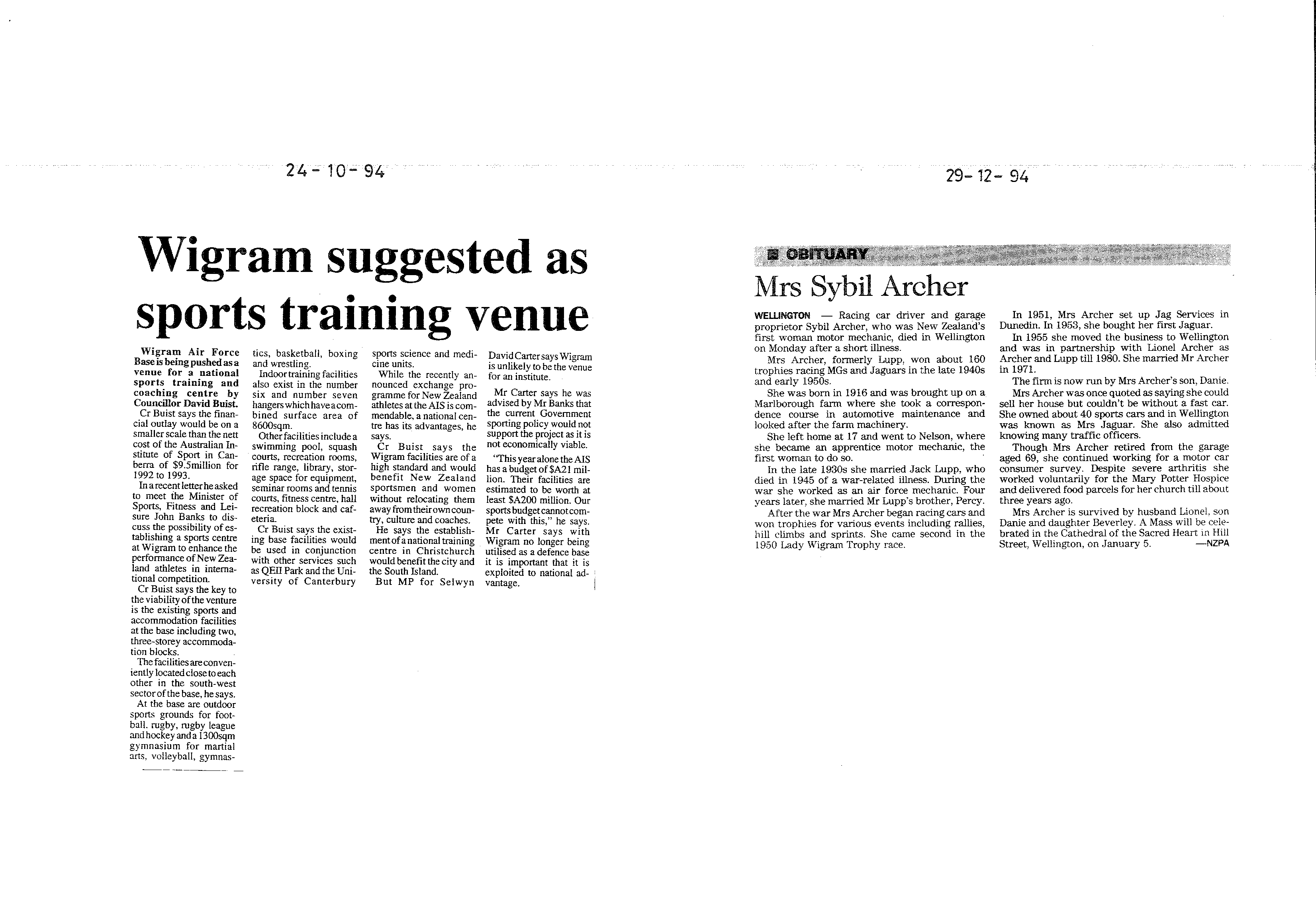 Scan of the clipping page, 24 October 1994
