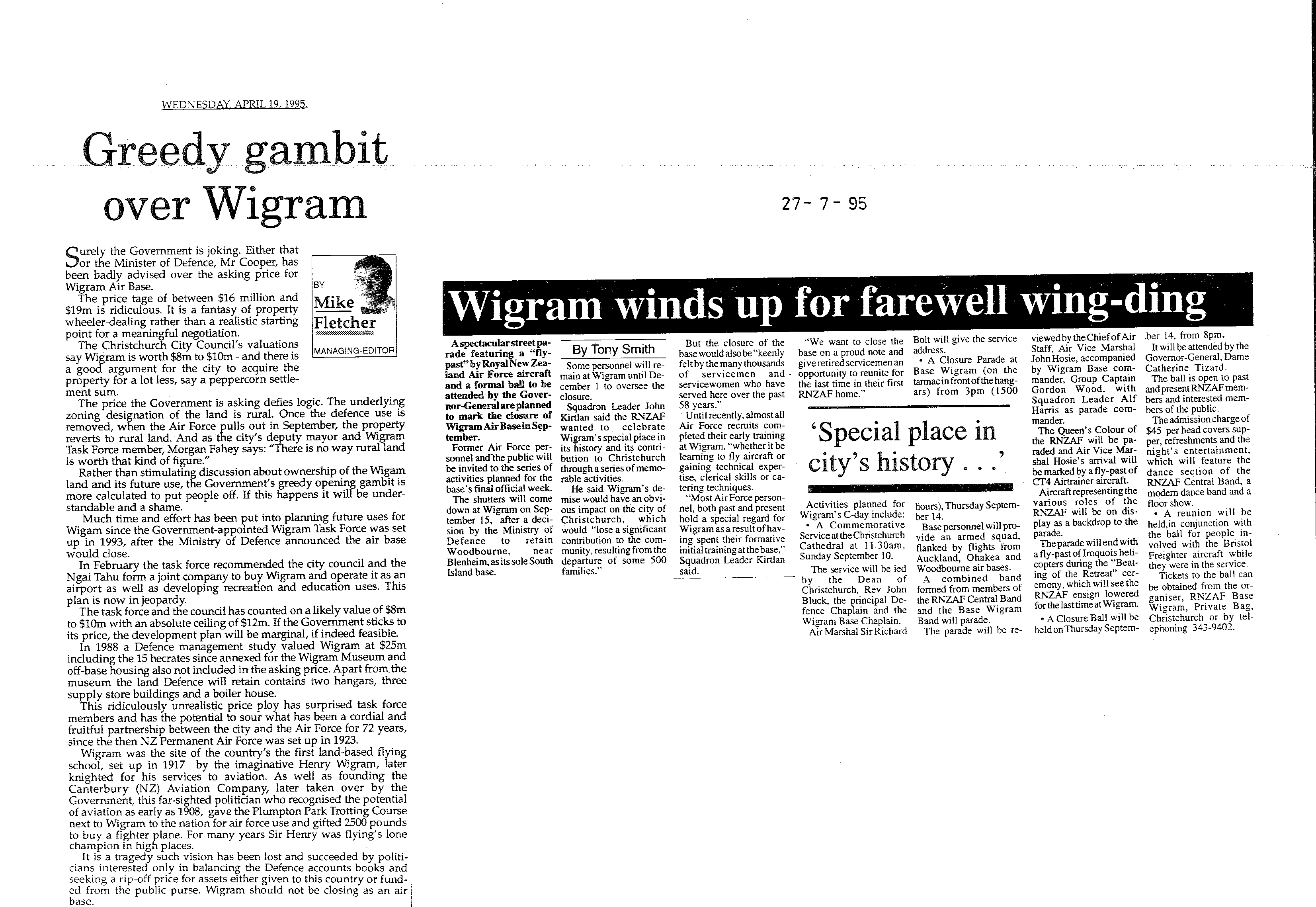 Scan of the clipping page, 27 July 1995