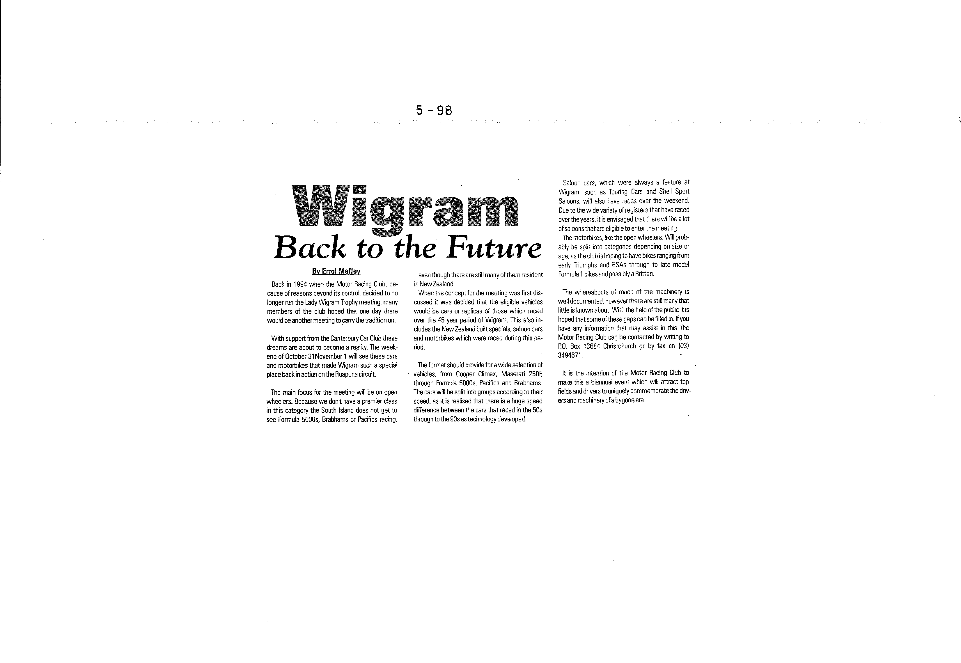 Scan of the clipping page, May 1998