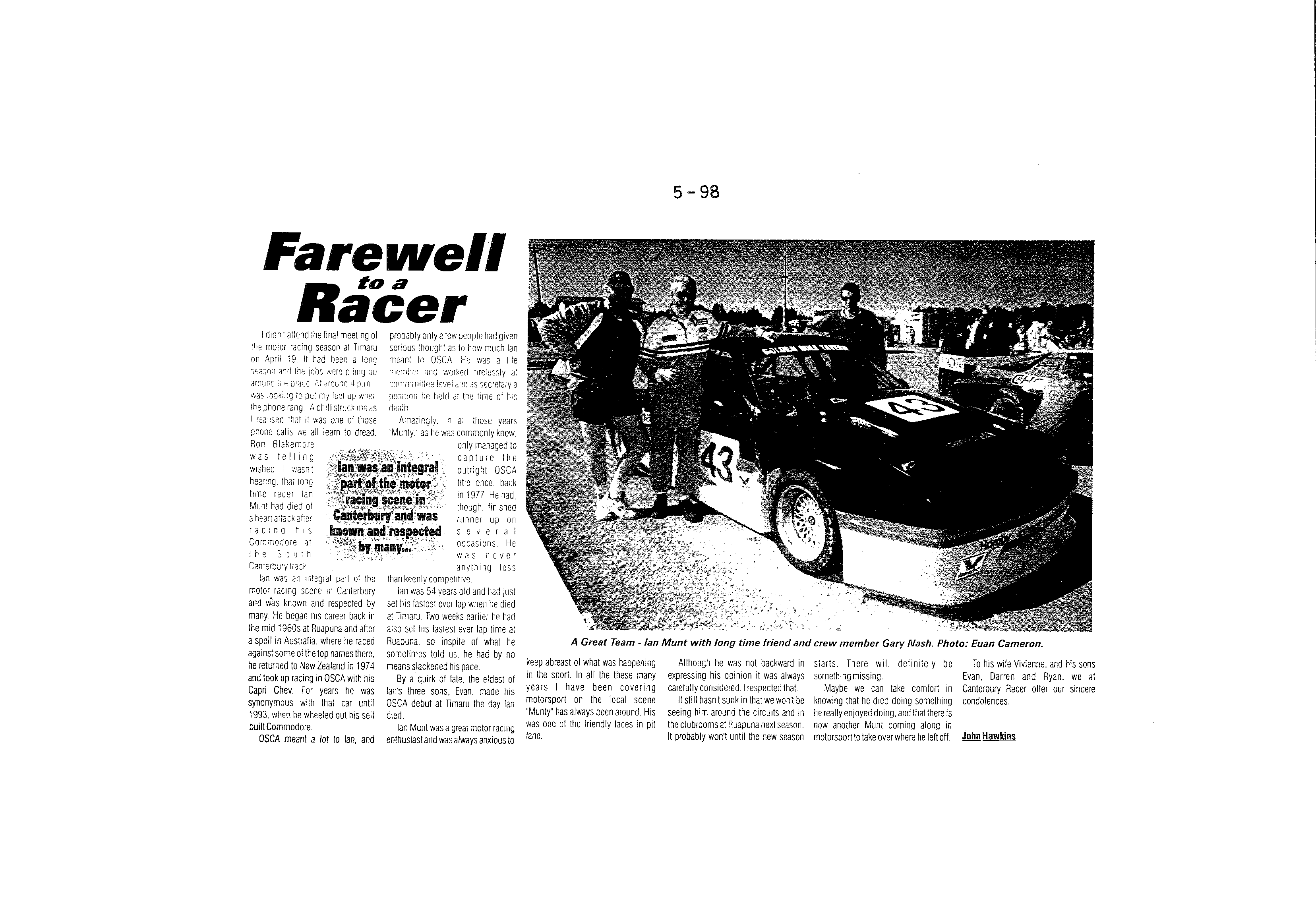 Scan of the clipping page, May 1998