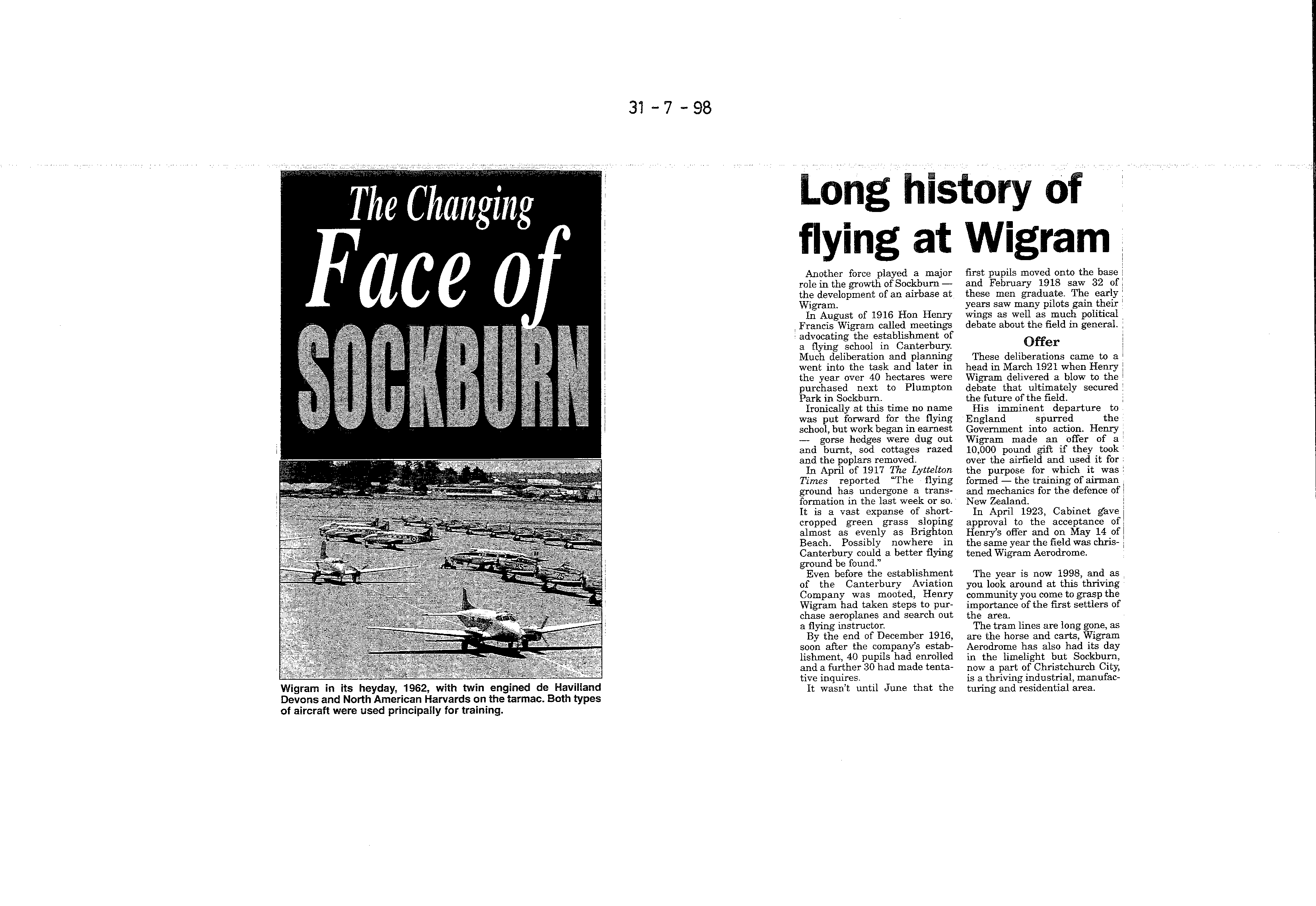 Scan of the clipping page, 31 July 1998