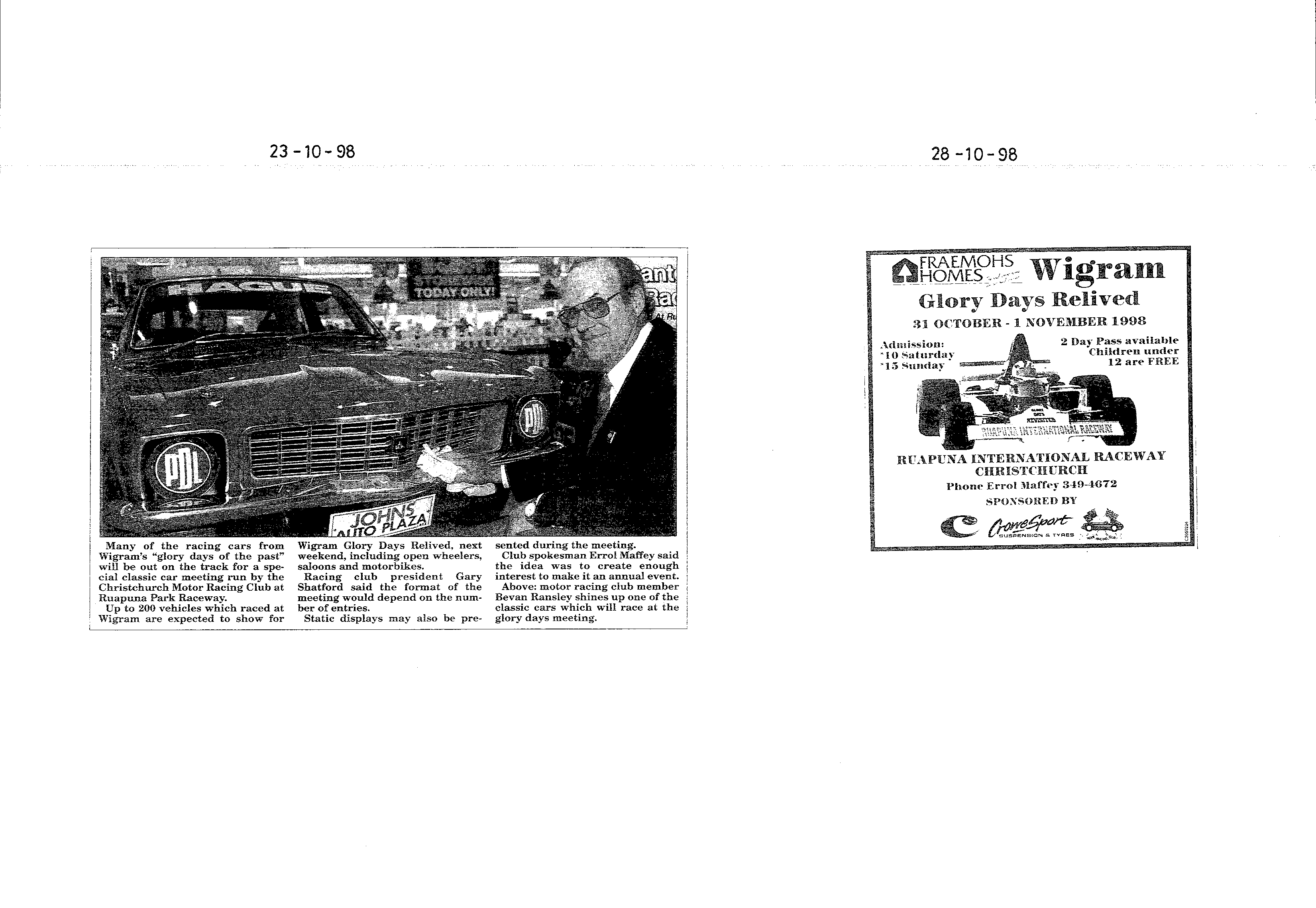 Scan of the clipping page, 23 October 1998