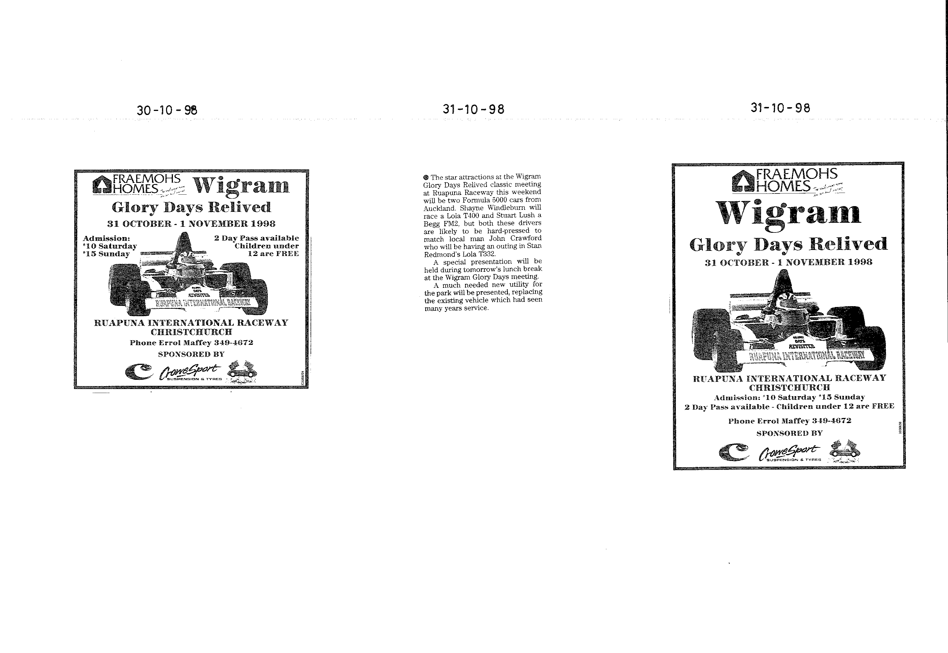 Scan of the clipping page, 30 October 1998
