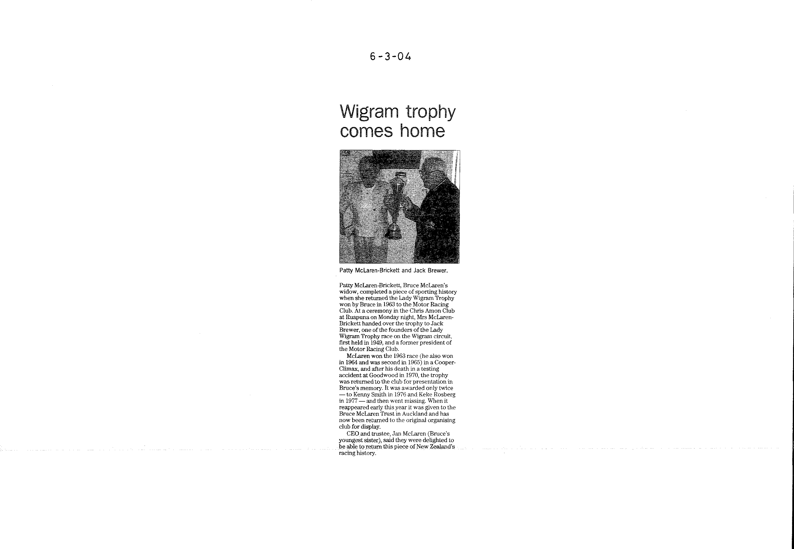 Scan of the clipping page, 6 March 2004